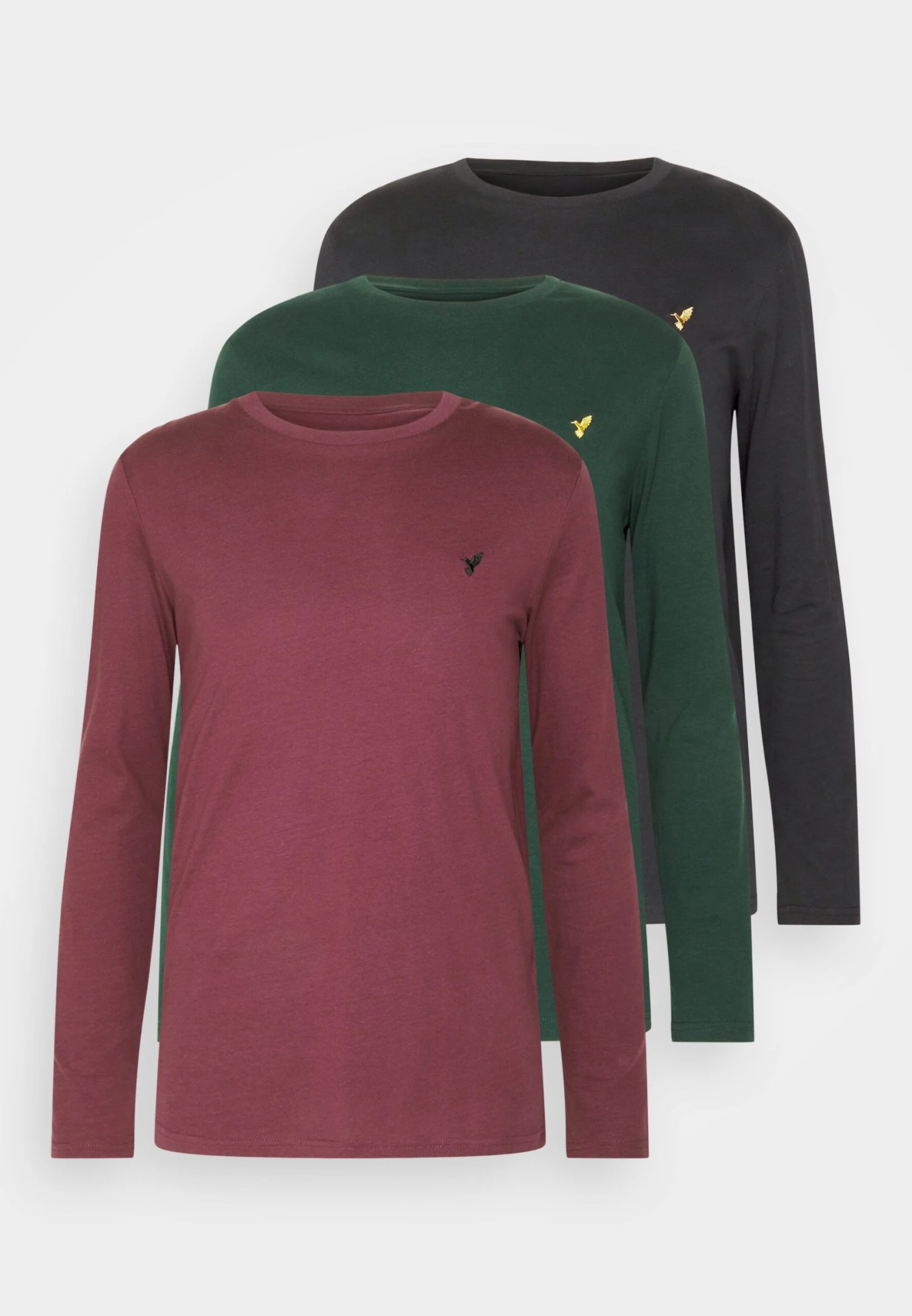 Pier One 3 Pack Unisex Maglietta A Manica LungaBlack/Bordeaux/Dark Green Uomo T-shirt E Polo PI921001H-Q12 - immagine 6