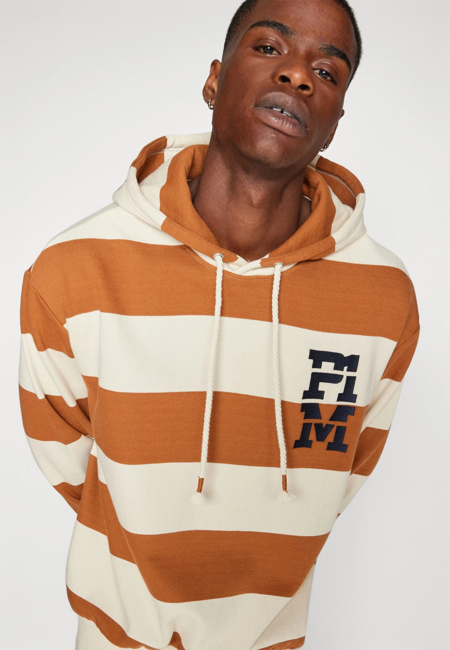Pier One Hoodie Felpa Con CappuccioOff-White/Brown Uomo Maglieria E Felpe PI922S0HY-A11 - immagine 4