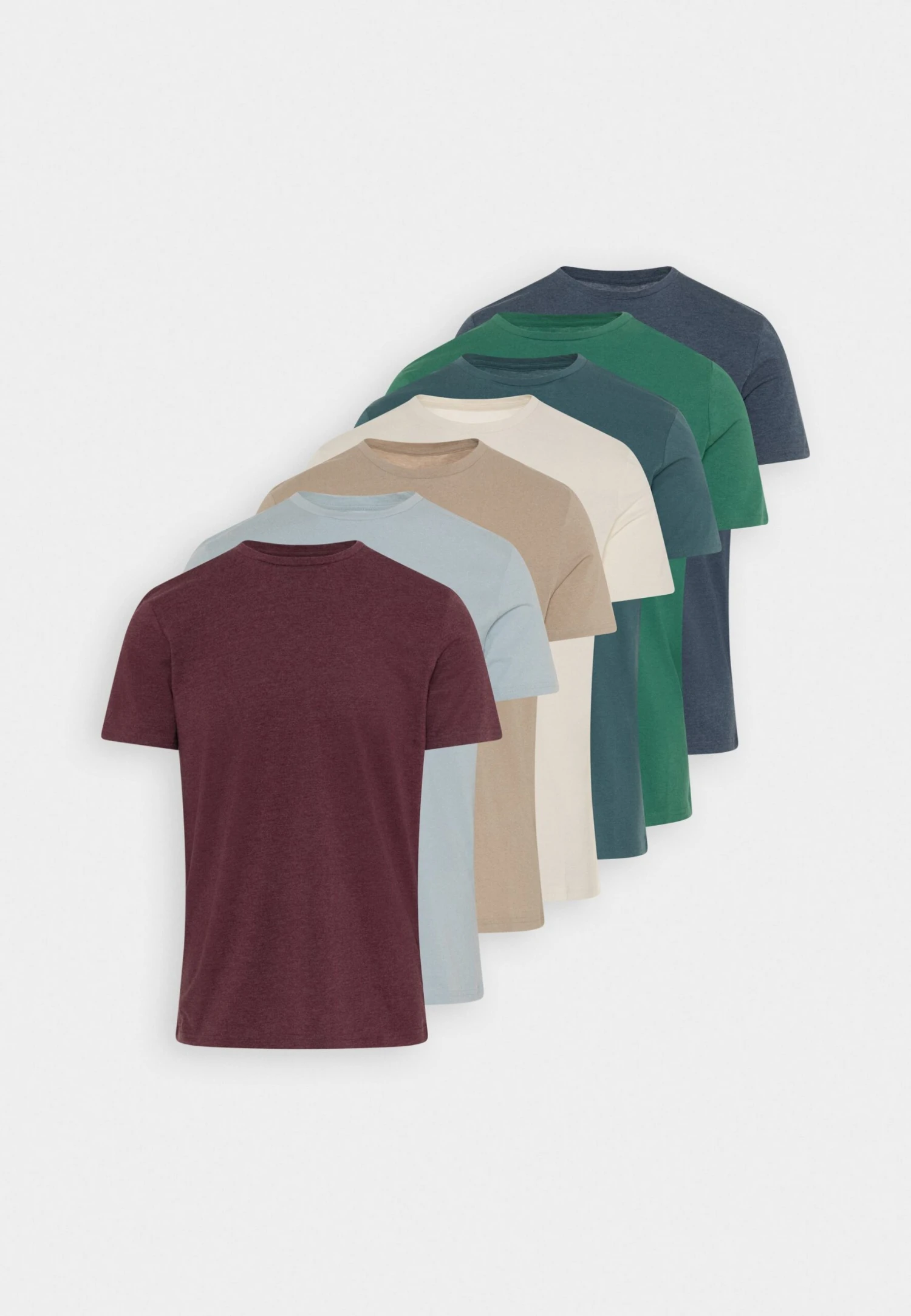 Pier One 7 PackT-Shirt BasicBlue/Mottled Bordeaux/White Uomo T-shirt E Polo PI922O0PY-K12 - immagine 10