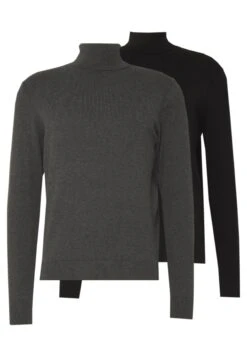 Pier One 2 PackBasic TurtleneckMaglioneBlack/Mottled Dark Grey Uomo Maglieria PI922Q06B-Q11
