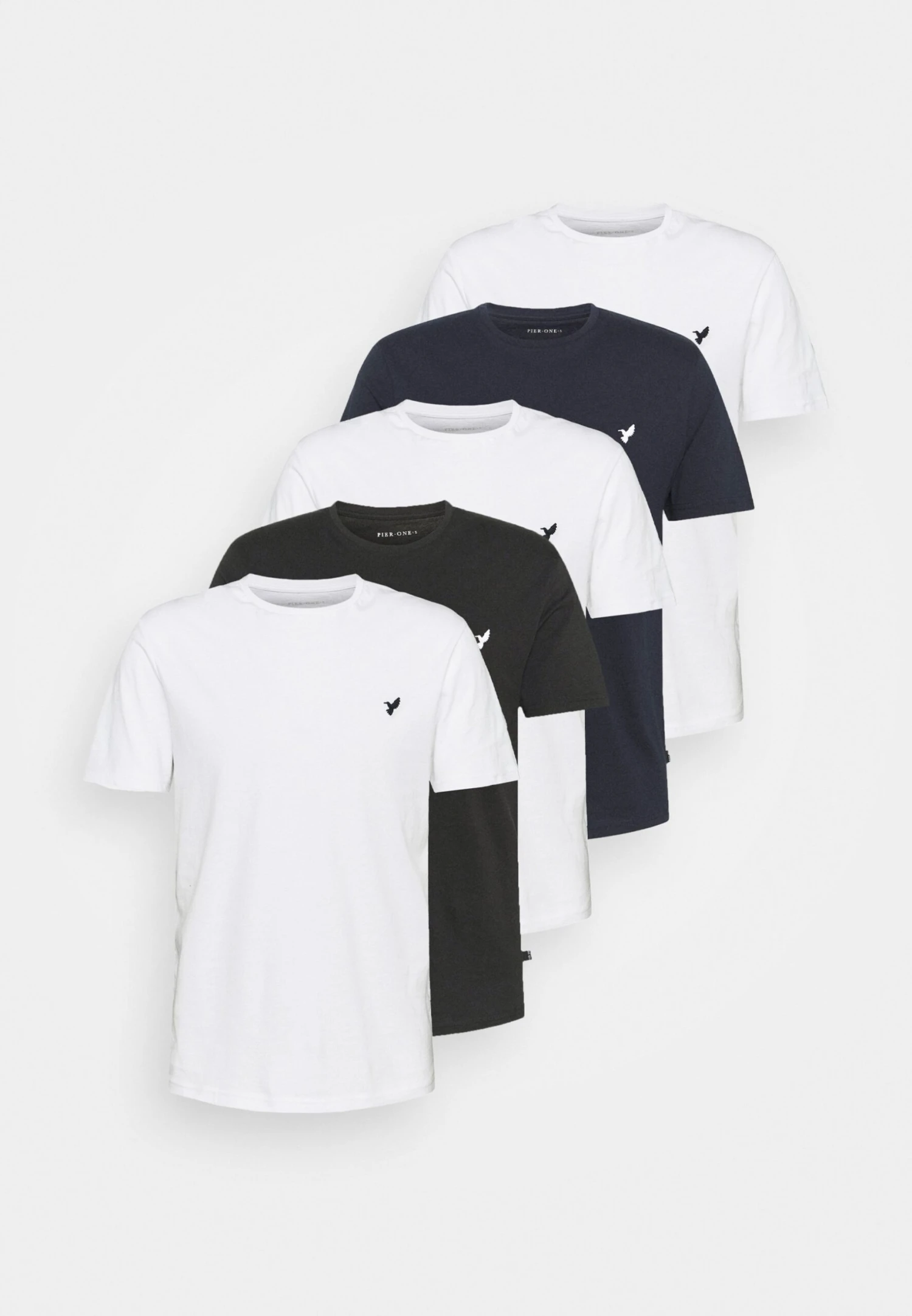 Pier One 5 PackT-Shirt BasicWhite/Black/Dark Blue Uomo T-shirt E Polo PI922O0TV-A11 - immagine 7
