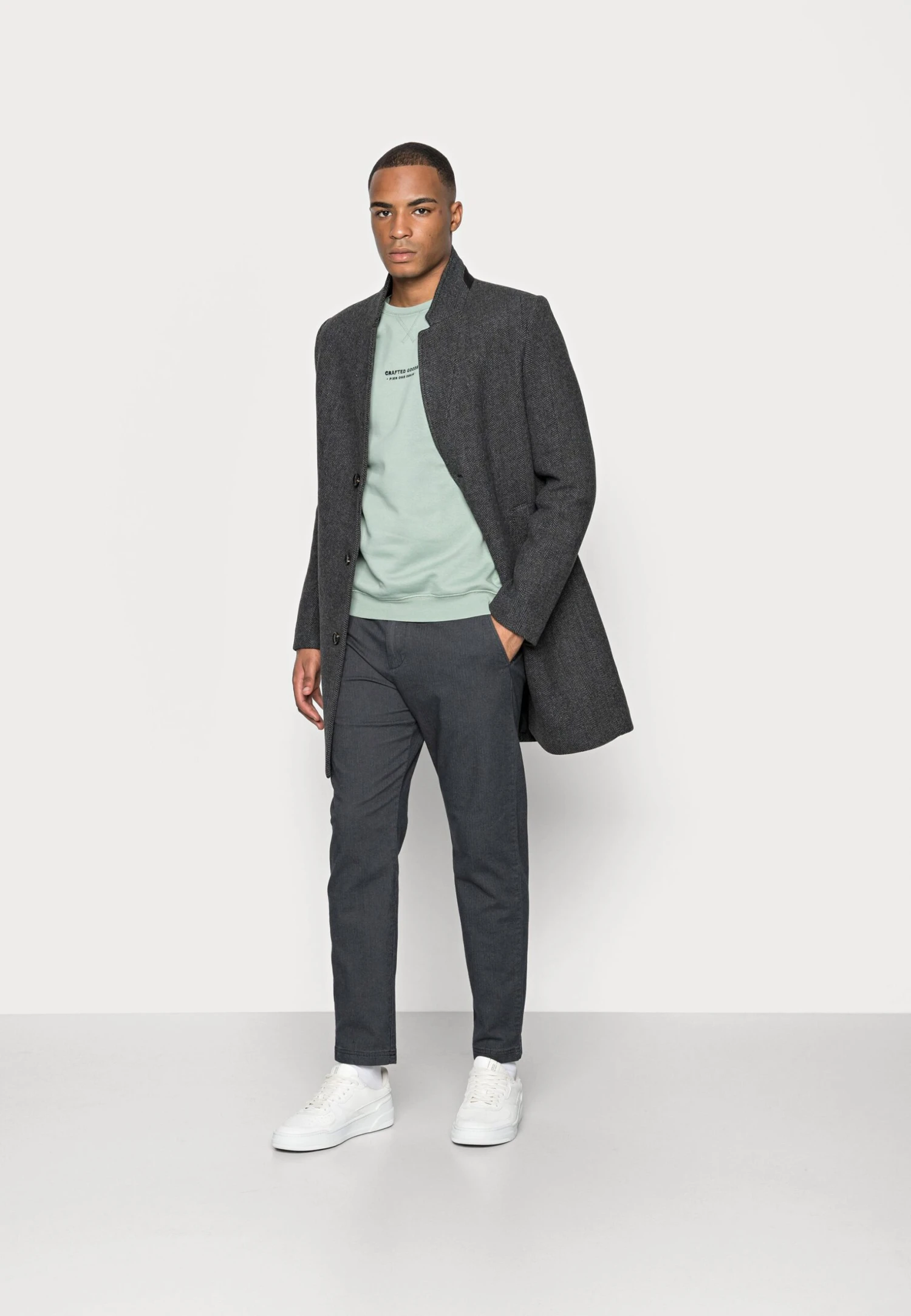 Pier One Crafted Goods CrewFelpaGreen Uomo Maglieria E Felpe PI922S0E8-M11 - immagine 2