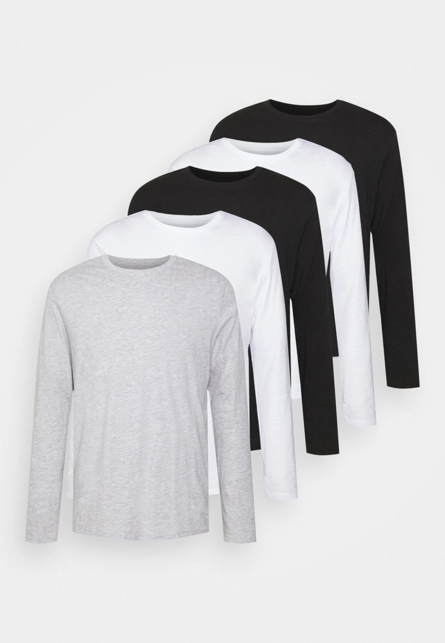 Pier One 5 PackMaglietta A Manica LungaLight Grey/White/Black Uomo T-shirt E Polo PI922O0RB-C11 - immagine 7