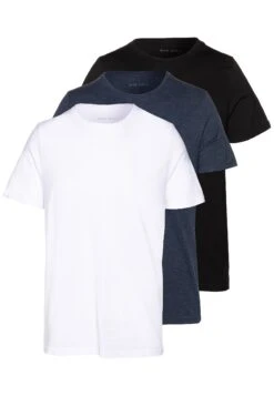 Pier One 3 PackT-Shirt BasicBlack/White/Blue Uomo T-shirt E Polo PI922O0GQ-Q13