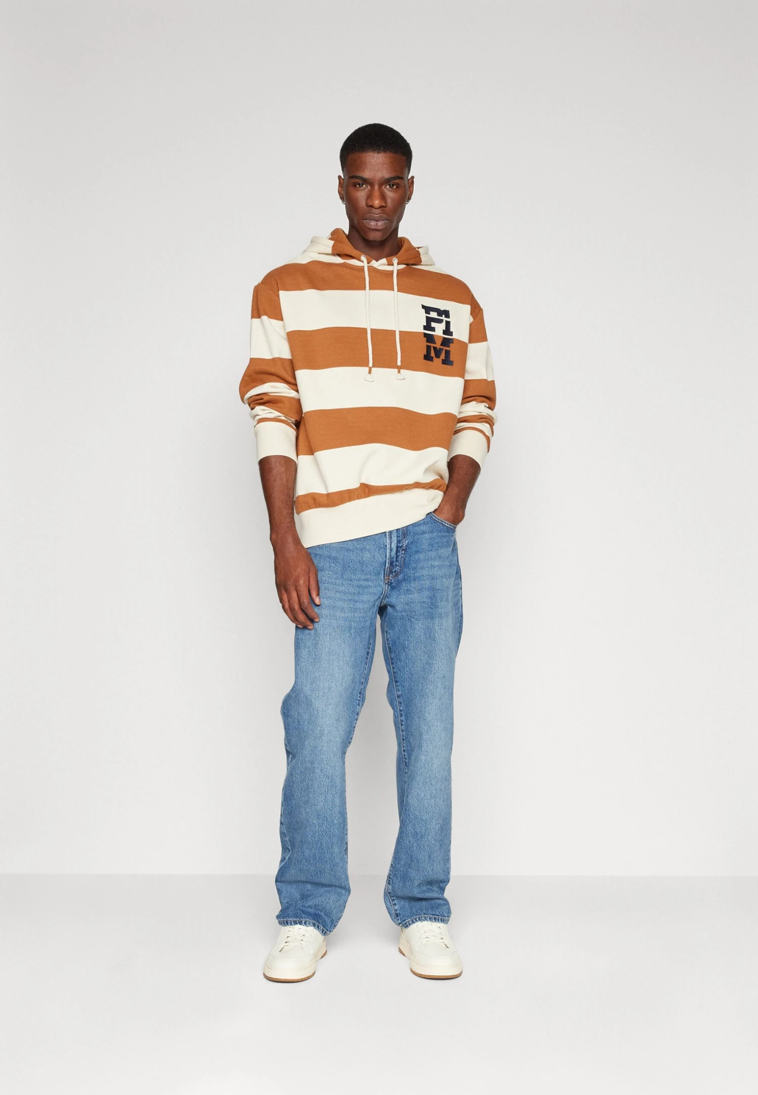 Pier One Hoodie Felpa Con CappuccioOff-White/Brown Uomo Maglieria E Felpe PI922S0HY-A11 - immagine 2