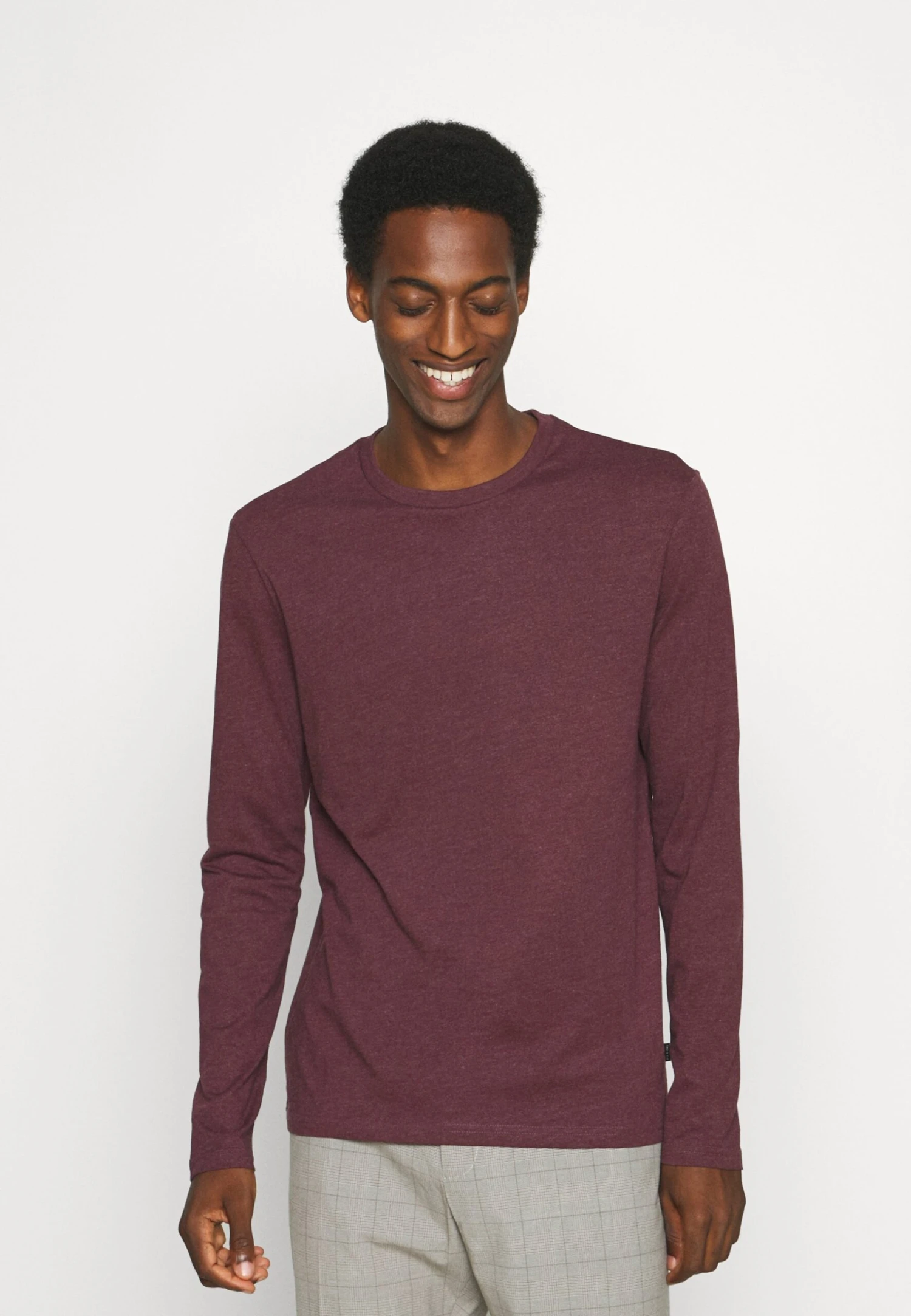 Pier One Maglietta A Manica LungaBordeaux/Black/Dark Blue Uomo T-shirt E Polo PI922O0UM-G11 - immagine 2