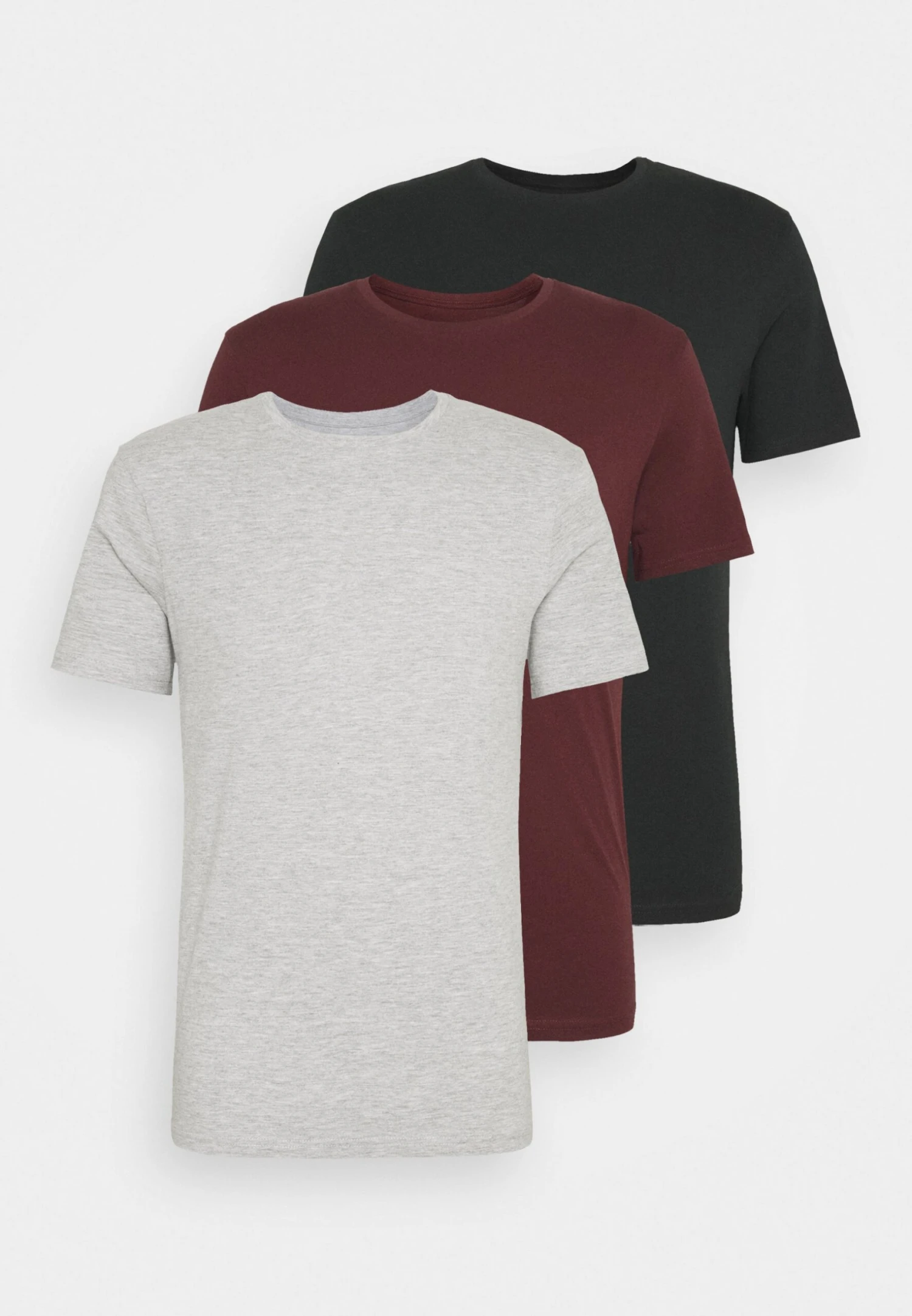 Pier One 3 PackT-Shirt BasicBlack/Grey/Bordeaux Uomo T-shirt E Polo PI922O0GQ-Q15 - immagine 8