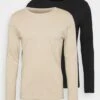 Pier One 2 PackMaglietta A Manica LungaBeige/Black Uomo T-shirt E Polo PI922O0GT-B11