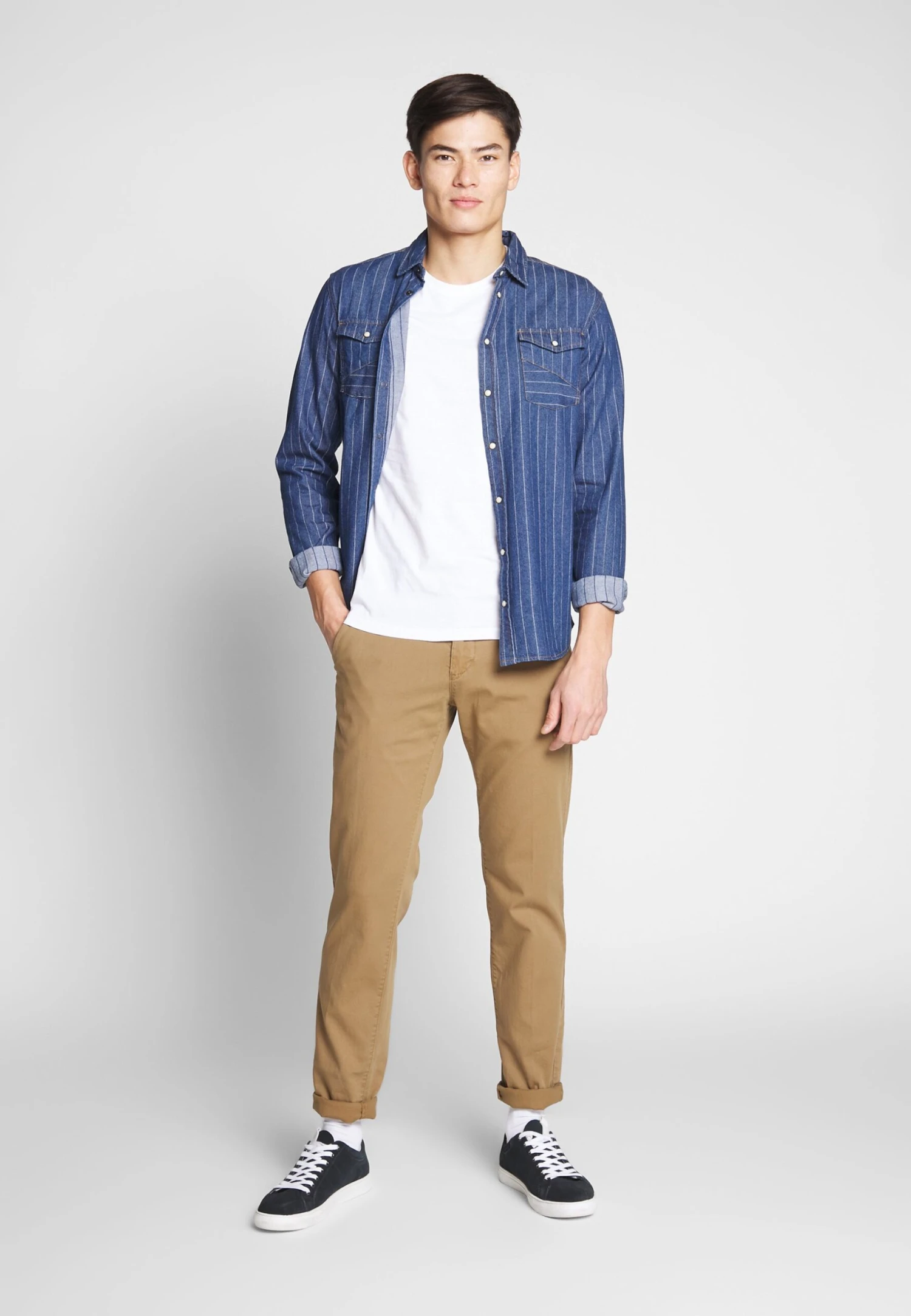 Pier One 2 Pack - T-Shirt Basic - White/Dark Blue - immagine 2